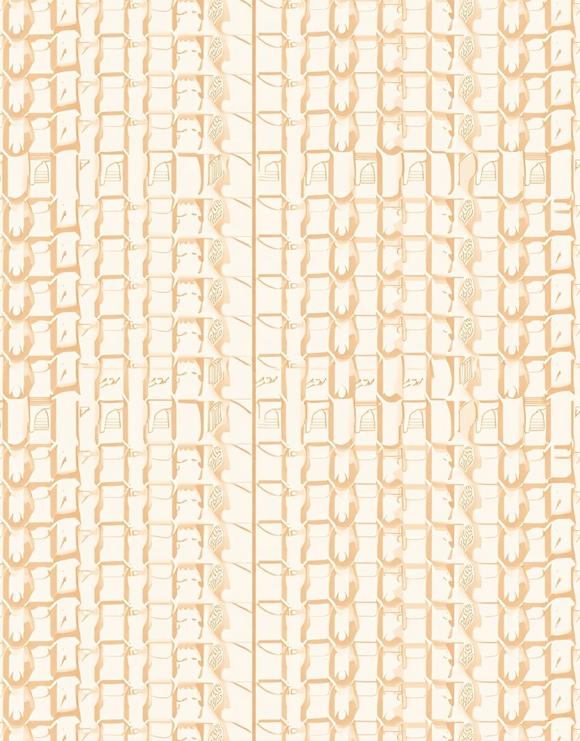 Pale Peach Architectural Grid Rug