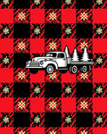 Red Black Buffalo Truck Trees Rug