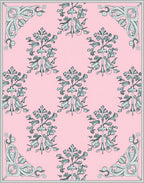 Art Nouveau Pink Floral Bordered Rug