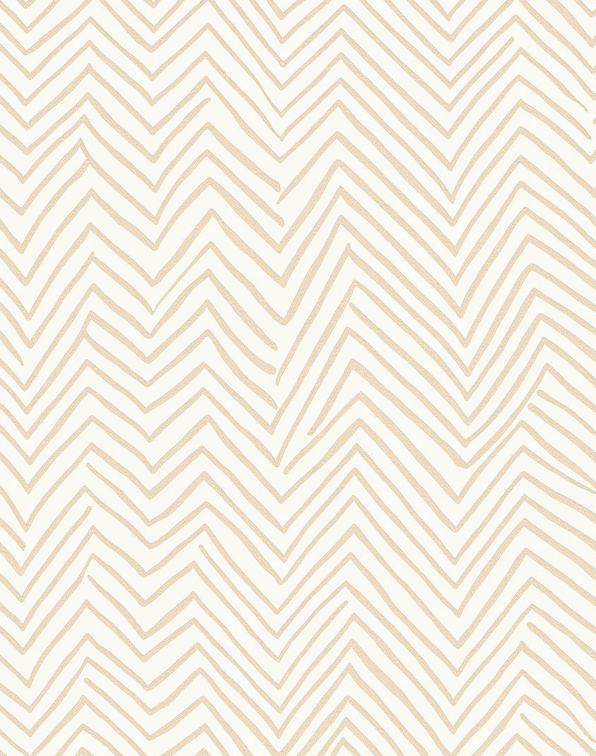 Sandy Beige Hand Drawn Chevron Rug