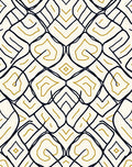 Cream Ochre Abstract Interlocking Shape Rug