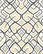 Cream Ochre Abstract Interlocking Shape Rug