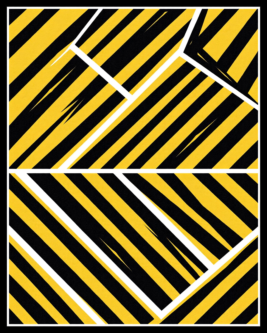 Bold Yellow Black Diagonal Stripe Rug