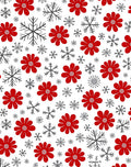 Red Floral Snowflake Medley Rug