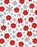 Red Floral Snowflake Medley Rug