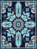 Deep Blue Ice Crystal Medallion Rug