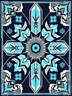 Deep Blue Ice Crystal Medallion Rug