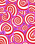 Whimsical Red Swirls Pink Triangles Rug
