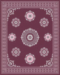 Plum Pink Floral Medallion Round Rug