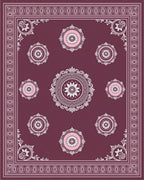 Plum Pink Floral Medallion Round Rug