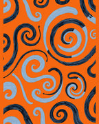 Orange Swirls Navy Blue Light Blue Rug