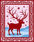 Crimson Reindeer Winter Scene Rug