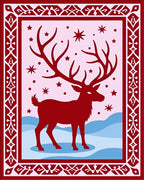 Crimson Reindeer Winter Scene Rug