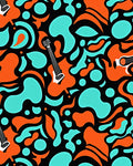 Groovy Guitar Amps Abstract Orange Teal Rug