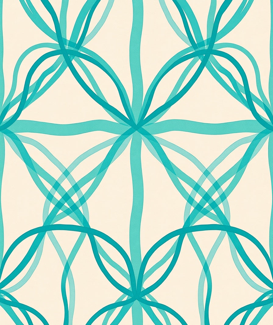 Turquoise Intertwined Ribbon Lattice Rug