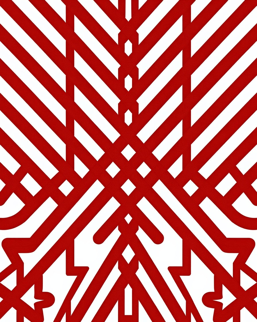 Bold Red Geometric Intersecting Stripe Rug