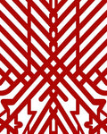 Bold Red Geometric Intersecting Stripe Rug