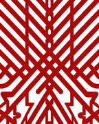 Bold Red Geometric Intersecting Stripe Rug
