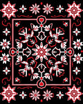 Bold Black Red Floral Starburst Rug