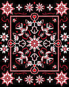 Bold Black Red Floral Starburst Rug