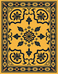 Golden Yellow Floral Border Medallion Rug