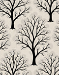 Black Bare Winter Tree Silhouette Rug