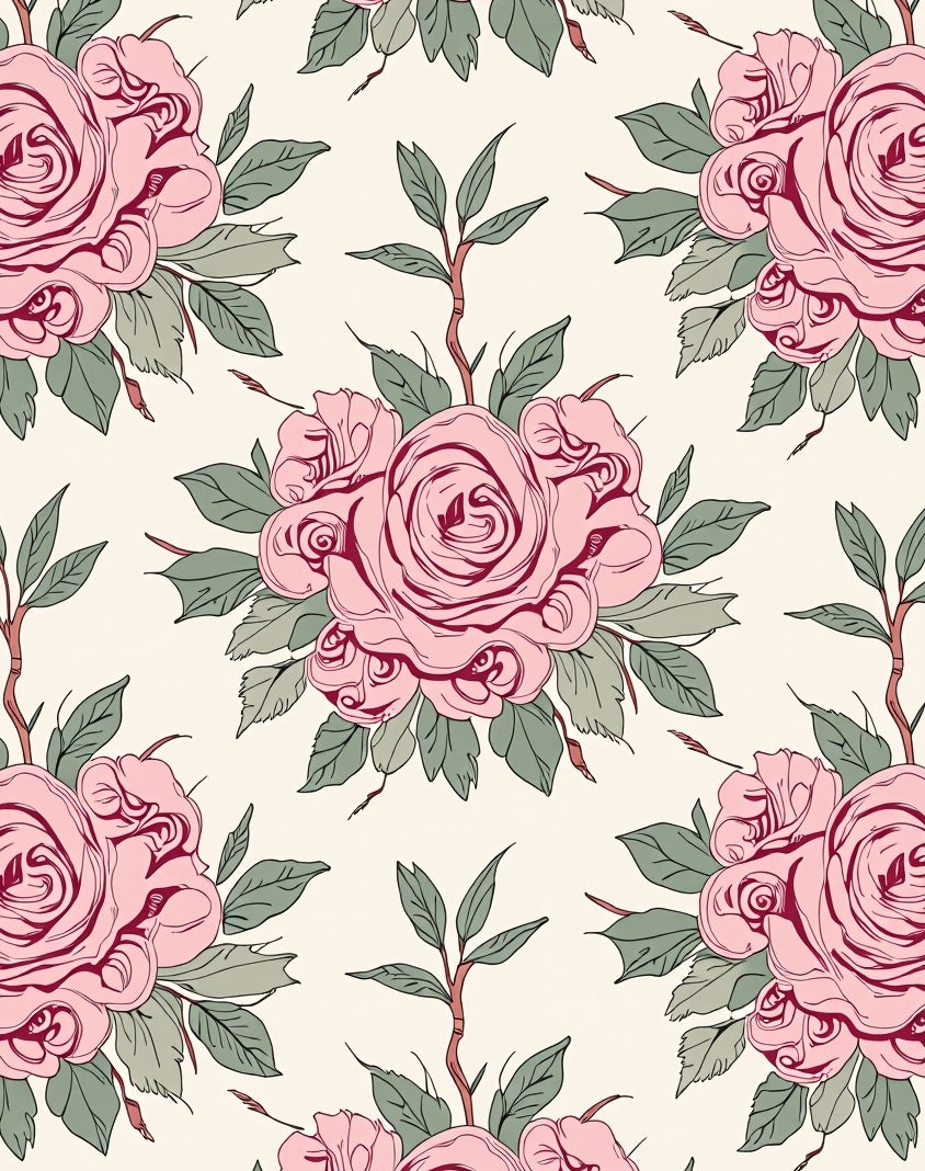 Vintage Pink Rose Floral Bouquet Rug
