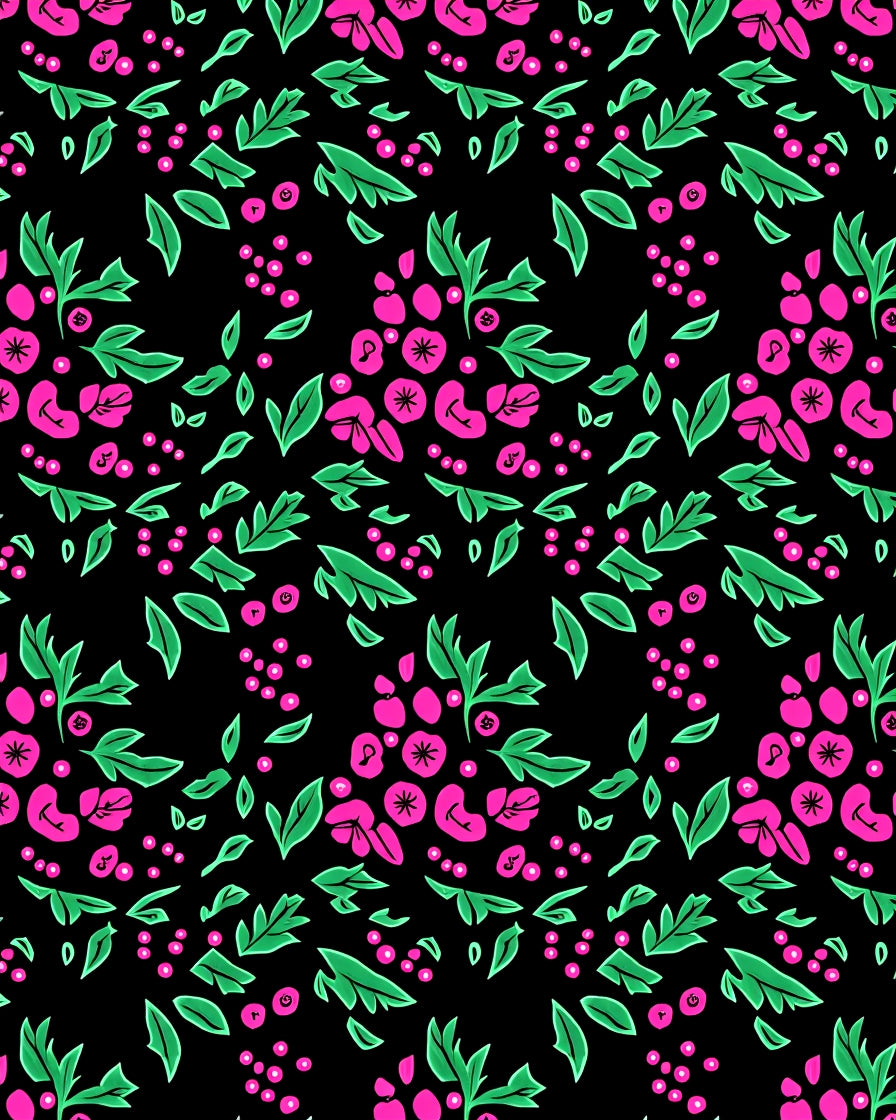 Vibrant Pink Berry Foliage Rug