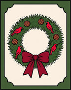 Festive Cardinal Wreath with Bow Rug