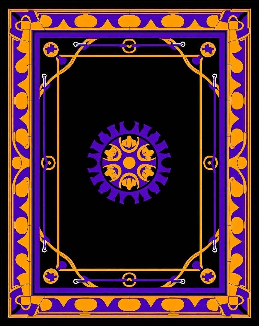 Ornate Purple Orange Geometric Mandala Rug