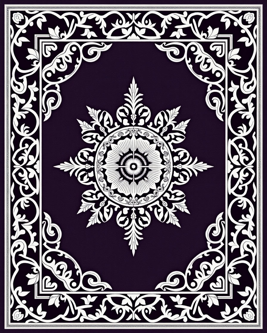 Deep Plum Classic Floral Medallion Rug