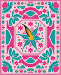 Pink Teal Golden Floral Medallion Rug