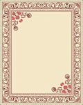 Art Nouveau Red Floral Cream Rug