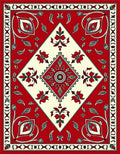 Crimson Cream Paisley Diamond Medallion Rug