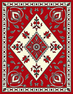 Crimson Cream Paisley Diamond Medallion Rug