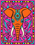 Vibrant Pink Elephant Medallion Art Rug