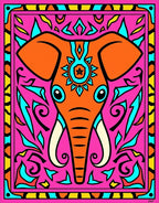Vibrant Pink Elephant Medallion Art Rug