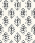 Dark Gray Classic Damask Repeating Floral Rug