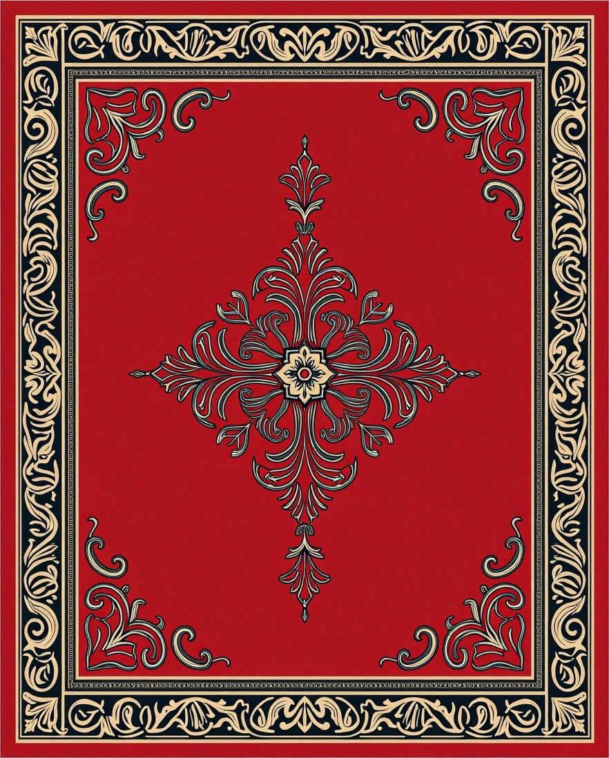 Crimson Vintage Floral Medallion Rug