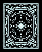 Pale Blue Ornamental Floral Medallion Rug