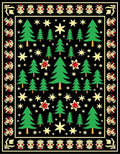 Green Evergreen Forest Starry Night Rug