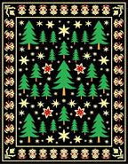 Green Evergreen Forest Starry Night Rug