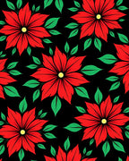 Vibrant Red Floral Black Background Rug