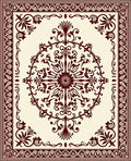 Crimson Baroque Floral Medallion Border Rug