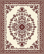 Crimson Baroque Floral Medallion Border Rug
