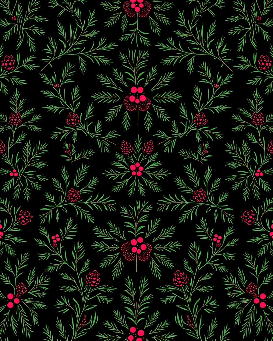 Crimson Berry Pine Garland Rug