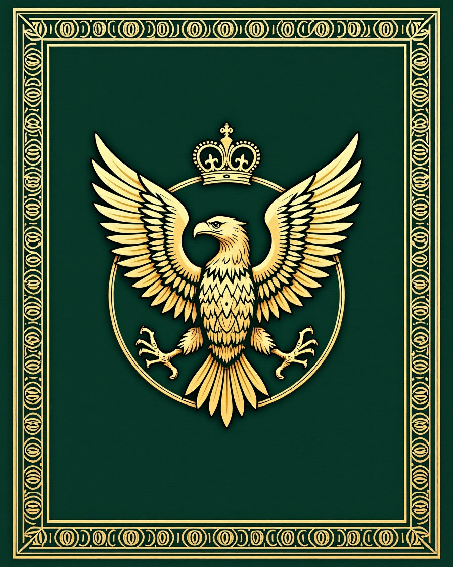 Golden Eagle Crest Emblem Rug