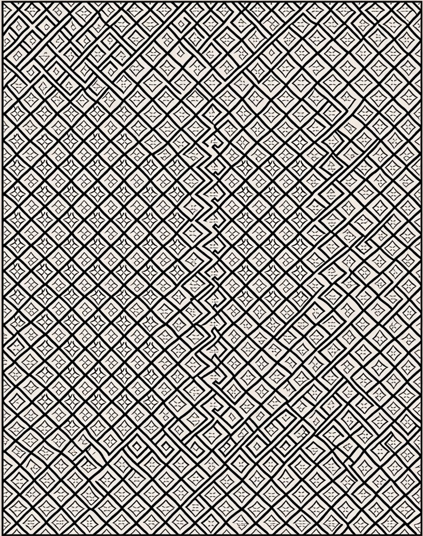 Geometric Diamond Maze Black Cream Rug