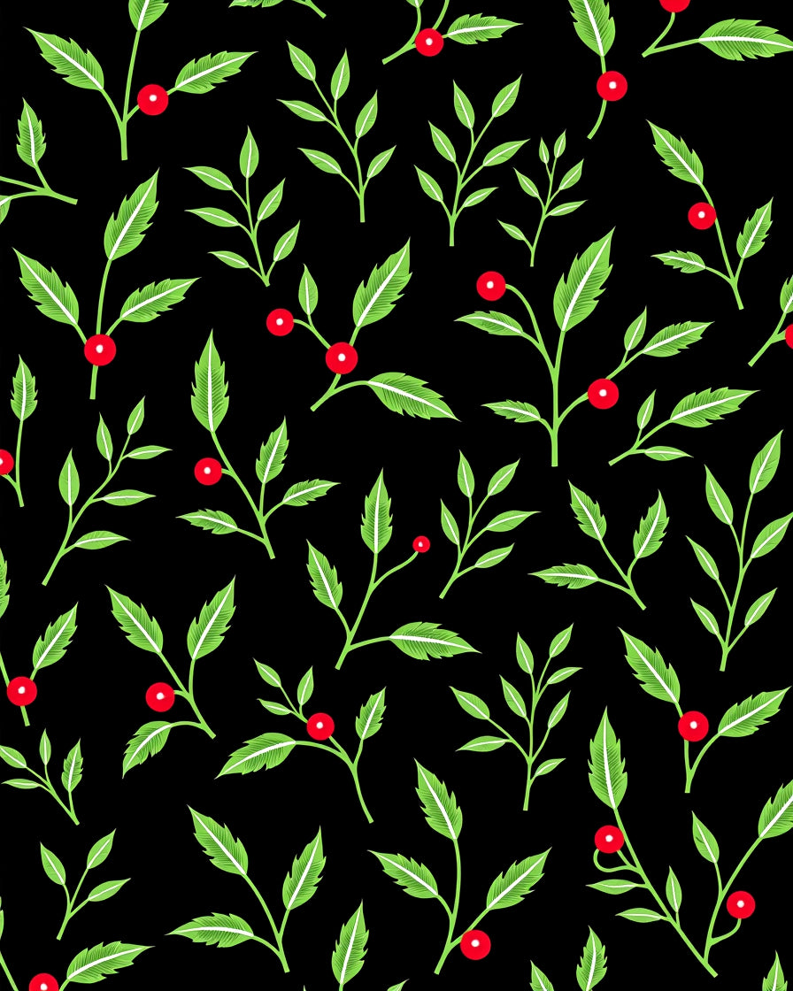 Christmas Holly Berry Branches Rug