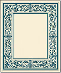 Teal Bordered Ivory Filigree Frame Rug